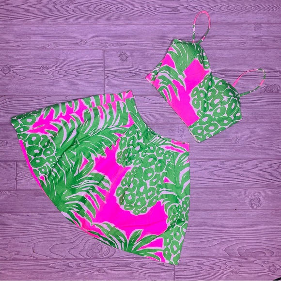 Lilly Pulitzer Parfait Pineapple Crop top and skirt set swimmer beach outfit 0 - Picture 3 of 12